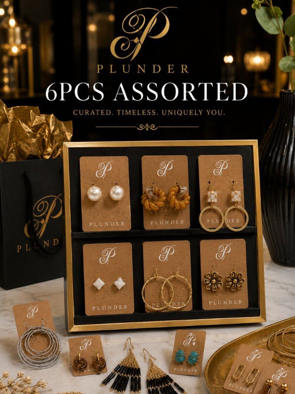 Plunder Jewelry 6Piece Assorted Earrings Bundle – Gold